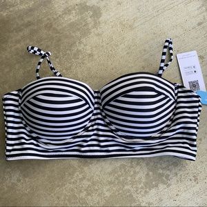 NWT White Black stripe cupshe bikini top